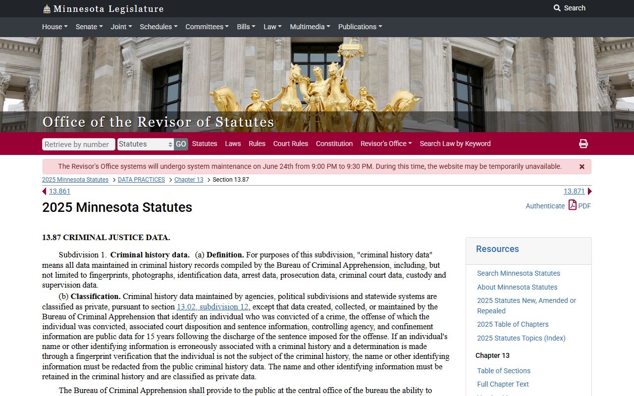 Itasca County court records Minnesota criminal history data statute