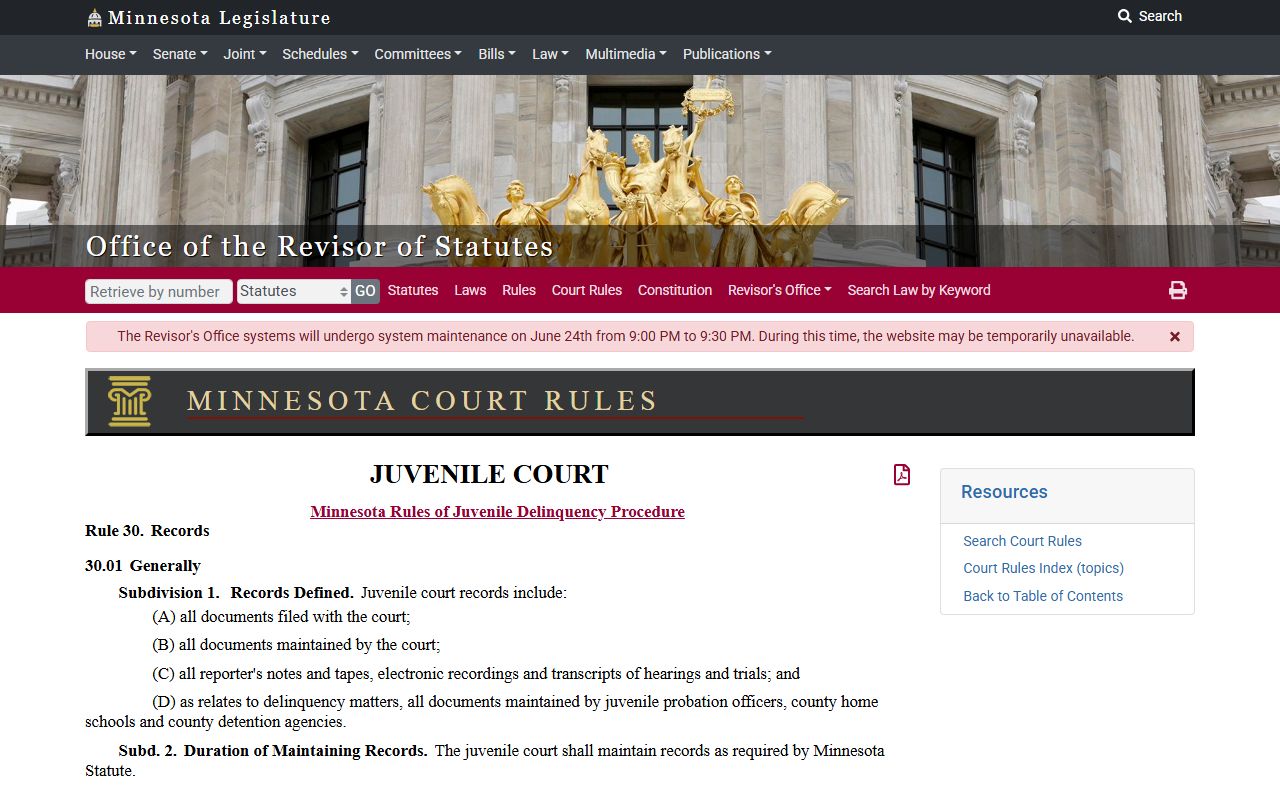 Itasca County court records juvenile delinquency remote access rule