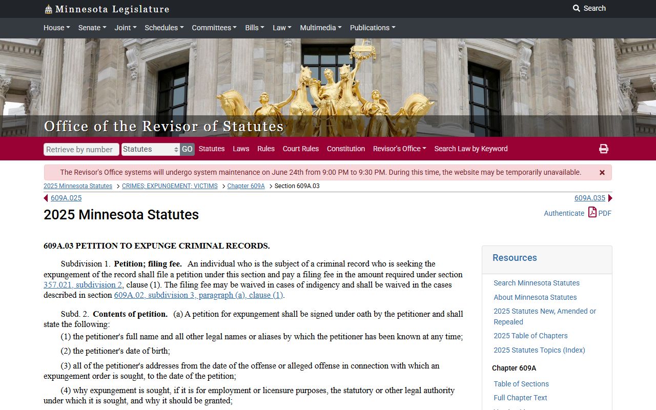 Itasca County criminal court records criminal expungement petition statute