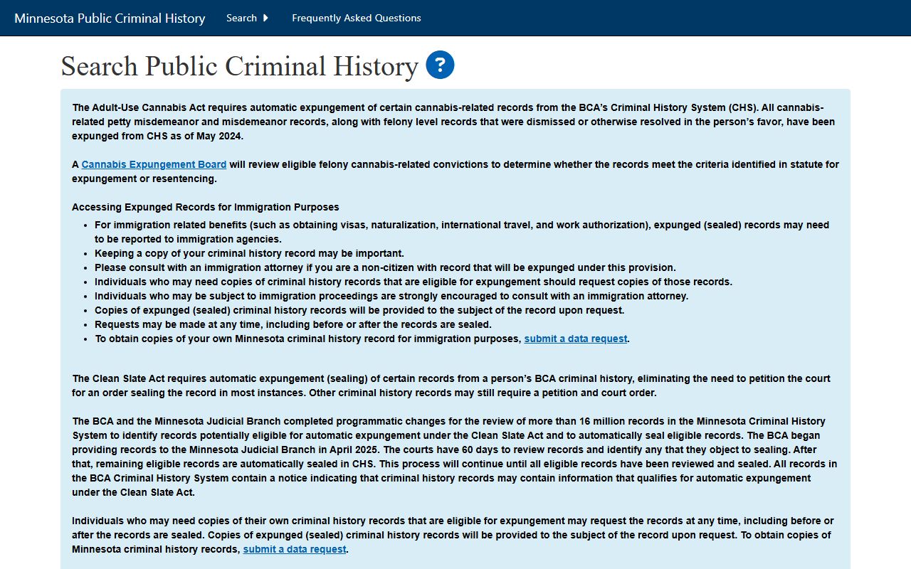 Itasca County criminal court records BCA criminal history search form
