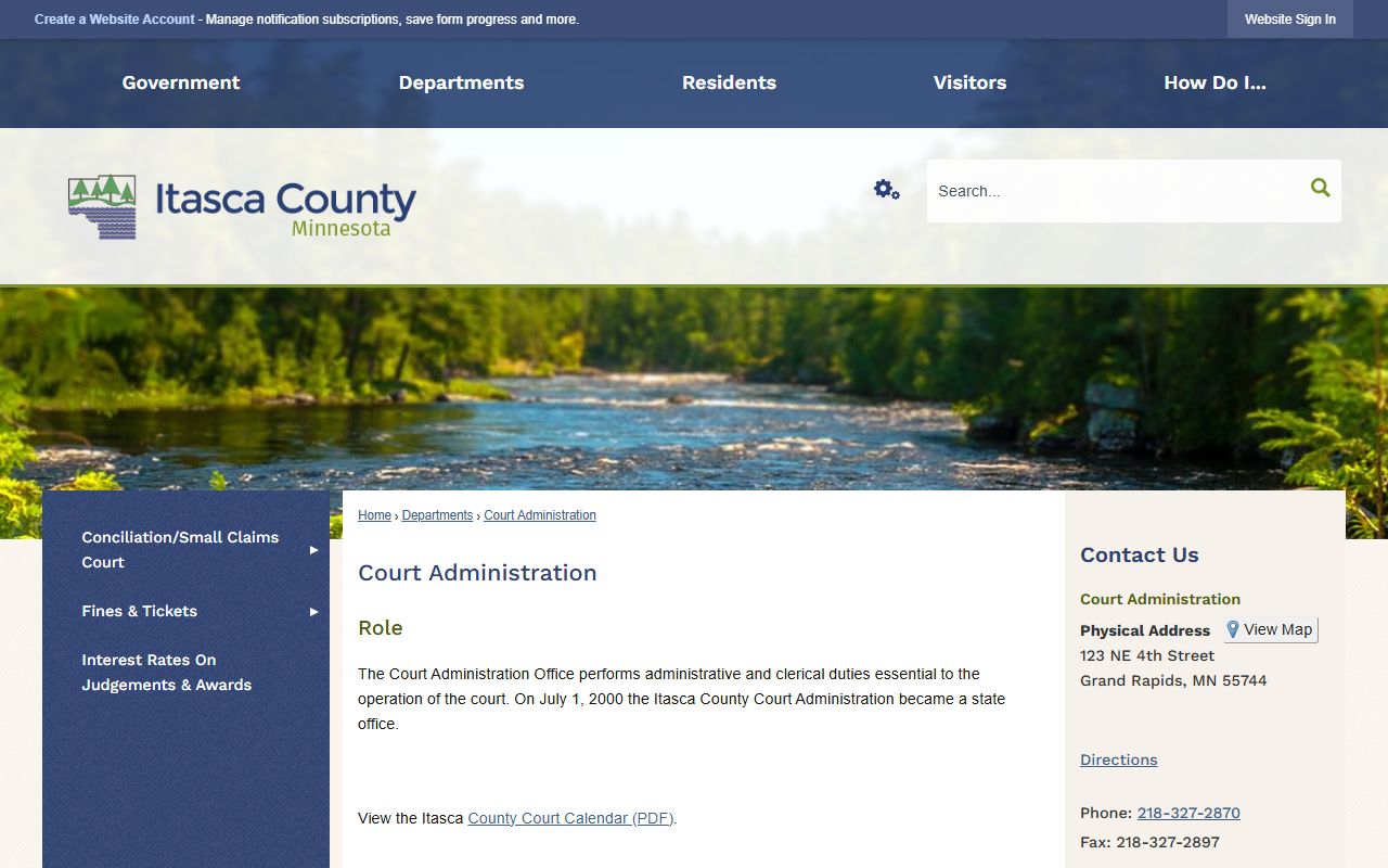Itasca County court records Court Administration page