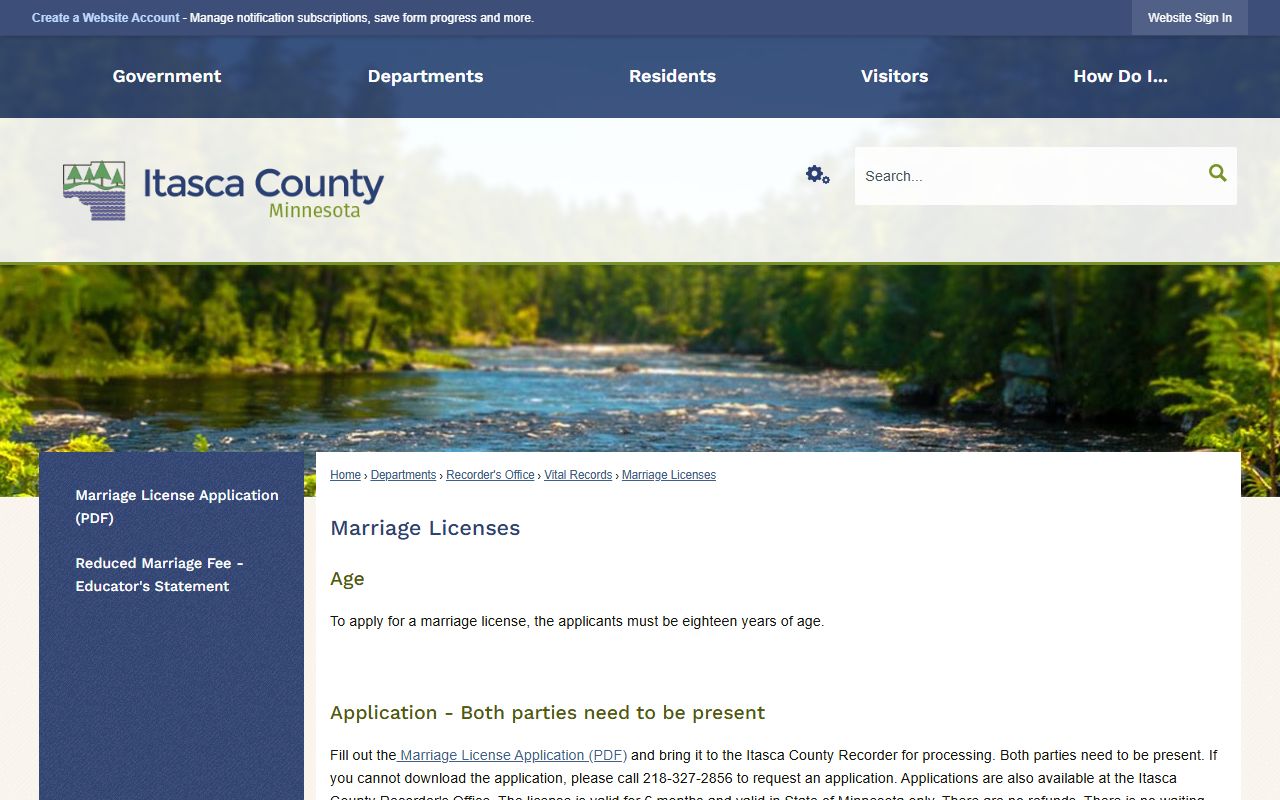 Itasca County marriage and divorce records marriage license requirements