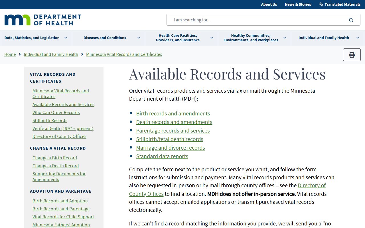 Itasca County marriage and divorce records Minnesota health records guidance