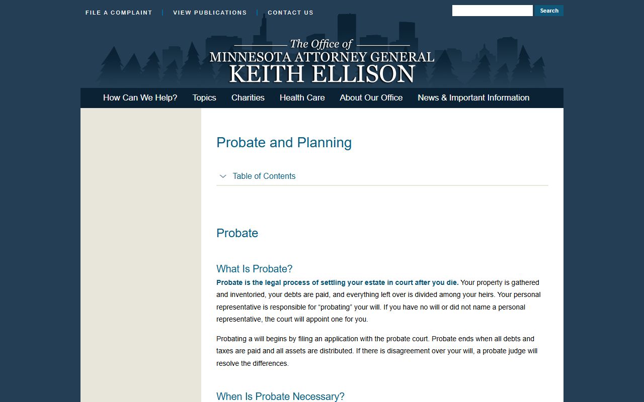 Itasca County probate records Minnesota Attorney General probate handbook