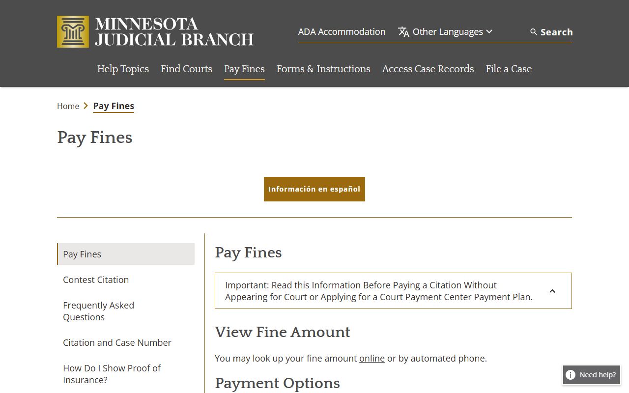Itasca County traffic court records Minnesota pay fines page
