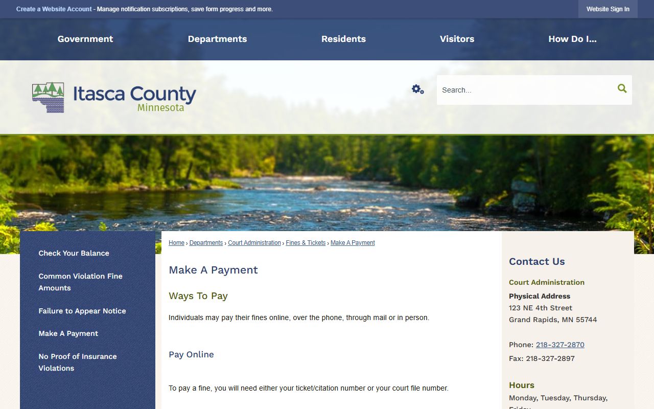 Itasca County traffic court records payment instructions